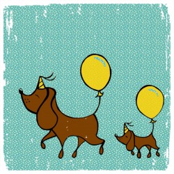 twee hondjes twee ballonnen