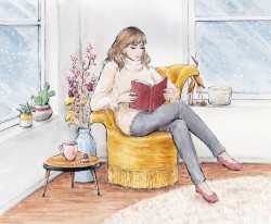 Illustratie meisje met boek 